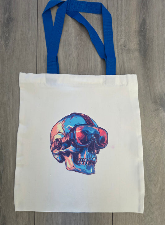 Skull printed canvas bag